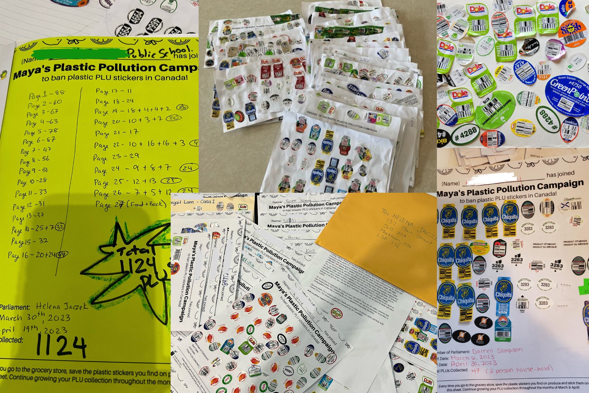 Images of PLU stickers collected during the campaign.
