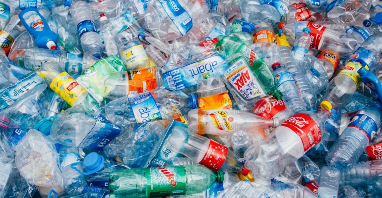 plastic pollution - water and pop bottles