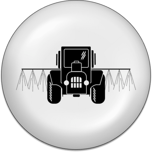 An icon showing a black crop sprayer in reference to the toxicity of pesticides.